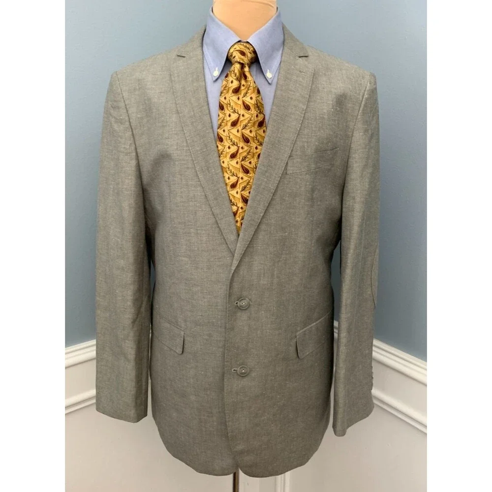 Kenneth Cole Blazer Mens 42L Linen Twill Textured Jacket Sportcoat
